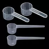 4 Stück Messlöffel, Dosierlöffel Transparent mit Skala 5g und 10g / 20ml Waagen, Messlöffel Gramm, Scoop 5g und 10g / 20ml, Dosier-Löffel für Backen Kochen Kaffee Waschpulver Proteinpulver Creatin
