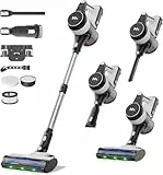 AlloyMove Akku Staubsauger 50000Pa/550W/70Min, 1.5L Staubsauger Kabellos mit Anti-Tangle-Bürste und Wandladestation, 7-Schicht-Filtersystem Super Leise für Tierhaare/Teppiche/Hartböden/Auto A01