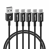 Amazon Basics USB-C-auf-USB-A 2.0 Schnellladekabel, 480 Mbit/s Geschwindigkeit, USB-IF-zertifiziert, für Apple iPhone 16/15, iPad, Samsung Galaxy, Tablets, Laptops, 5er-Pack, 0.9 m, Schwarz