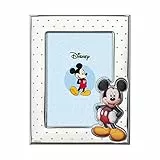 VALENTI & CO. Disney Baby Mickey Mouse Bilderrahmen in Silber mit bunt gemalten Details für Tisch oder Nachttisch für das Kinderzimmer perfekt als Geschenkidee Taufe oder Geburtstag