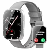 Puqo Smartwatch für Herren und Damen, 1,95 Zoll Smartwatch, Anrufannahme/Anrufannahme, 112 Sportmodi Fitness Tracker mit Schrittzähler/Schlaf/Herzfrequenzmesser, IP68 Smart Watch (Grau)