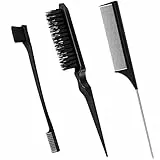 Sularpek 3 Stück Sleek Bun Bürste Set, Doppelkanten Teasing Haarbürste und Rattenschwanz Kamm, Borsten Haarschnitt Haarkamm Pflege Kanten für Friseurin Frauen Baby Kinder