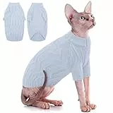 CITÉTOILE Katzenpullover, Strickpullover für haarlose Katzen, Wärme Winter Hundepullover mit Ärmeln, Klassisches Katzenpulli für Katzen Kleine Hunde Innen & Außen, Blau, S