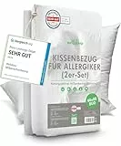 Welldora ǀ 2er-Set Milbenbezug Kissen 40x80 ǀ Allergiker Kissenbezug fachärztlich getestet ǀ Premium Encasing gegen Milben & Bettwanzen ǀ Allergiker Bettwäsche