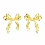 Rajputana Gold Bow Schleifen Ohrringe Ohrstecker für Damen, Women Bow Ribbon Stud Earrings Trendy Jewelry, Golden Schleife Schmuck Frauen