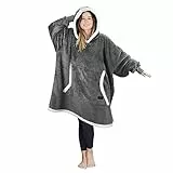 Catalonia Classy Übergroße Sherpa Hoodie Decke - Warme Kuschelige Mit Ärmeln und Kapuze, Oversized Kapuzenpulli - Tragbare Als Geschenk für Familie und Freunde