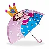 Relaxdays Kinderregenschirm 3D Prinzessin, Regenschirm f. Mädchen, kleiner leichter Stockschirm in Glockenform