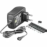 Goobay 53998 Universal Netzteil 3V - 12V max. 27 W Netzgerät mit Adapter 2x Klinkenstecker & 4x DC-Stecker, 600 mA Steckernetzteil, Schwarz
