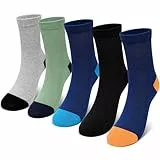 PUTUO Kinder Socken für Jungen Mädchen: Nahtlose Kindersocken mit Weitem Bund – Weiche Atmungsaktiv Unisex Kinder Strümpfe Größe 31-34 für Schule Alltag 5 Paar Bunte