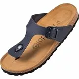 Palado Zehentrenner Damen Kos Matt – gefertigt in Spanien – weiche Veloursleder-Decksohle – mattes Obermaterial für dezente Eleganz Dunkelblau UK6 - EU39