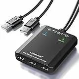 USB Switch Adapter, Lemorele 3 Ports Share für 2 PCs, 2 In 3 Out KVM Switch Hub mit 2-USB-Kabeln für Maus, Tastatur, Scanner, Drucker