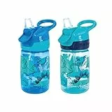 Nuby Incredible Gulp Trinklernbecher 360 ml – Auslaufsicherer Kleinkind Trinkbecher mit Tragegriff und weichem Trinkaufsatz, Dinosaurier-Motiv, 2er-Pack, ab 18 Monaten