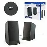 Hama PC Lautsprecher Sonic LS-208 (PC Boxen, 2.0 Lautsprecher für Computer, Laptop, 8W, stufenlose Lautstärkeregelung, Metallgitter, Anschluss über 3,5mm Klinkenstecker) schwarz