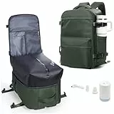 BOXSAM Vakuum Rucksack Handgepäck Airbag mit Pumpe Travel Vacuum Backpack Reisen Tagesrucksack Wasserdicht Damen Herren Vacpack Tasche Flugzeug Reiserucksack mit Vakuumsystem Grün.