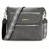 Atgbiem Handtasche Damen Klein Umhängetasche Damen Mittelgroß Tasche Crossbody Bag Damenhandtasche Dunkelgrau 9 Farben zur Auswahl