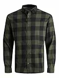 JACK&JONES Hemd Slim Fit Business Shirt Weiches Langarm Twill Oberteil aus Baumwolle JJEGINGHAM