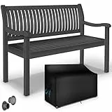 tillvex Gartenbank Holz 2-3 Sitzer inkl. Abdeckung wetterfest 125 cm | Parkbank Massivholz | Balkonbank Sitzbank 320 kg belastbar | Holzbank Gartenmöbel für Balkon, Terrasse & Garten