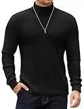 COOFANDY T-Shirts für Herren Rollkragen Langarmshirt Winter Herren Thermoshirt Freizeit Rollkragenpullover Elastisch Männer T Shirt Langarm Schwarz M