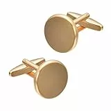Asienice Manschettenknöpfe Herren Gold Mattiert Manchettenknoepfe für Männer Hochzeit Einfache Runde v Schmuck für Business