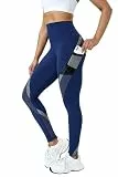 High Waist Sport Leggings Damen Mit Taschen Blickdicht Atmungsaktiv Größe Geeignet Passform Für Fitness Yoga Gym Lauf, Leggins Sportleggings Laufhose Yogahose Sporthose Damen Lang Für Training Alltag