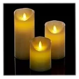 Relaxdays LED Kerzen, 3er Set, mit Timerfunktion & beweglicher Flamme, flammenlose Kerzenlichter, elektronisch, creme
