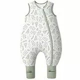 Yoofoss Schlafsack Baby mit Füßen Socken 2.5 Tog Winter Baby Schlafsack mit Beinen Baumwolle Warm Babyschlafsack für 6-18 Monate Kinder Jungen Mädchen 70 cm- Kleines Blatt