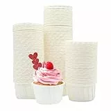 katbite Papier Muffinförmchen, 150 Stück Cupcake Formen für Hochzeit, Geburtstag, Party, Einweg Backbecher in Weiß
