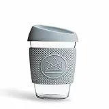 Neon Kactus mundgeblasener Tumbler Becher aus Borosilikatglas wiederverwendbare Kaffeetasse mit Deckel welcher und Thermohülle wiederverwendbarer Reisebecher mit Strohhalm