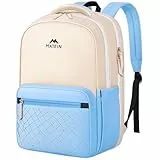 MATEIN Rucksack Damen, Robuster Schulrucksack Teenager Mädchen mit 15,6 Zoll Fach als Laptop Backpacks, Wasserdichter Rucksack Schule Teenager für Uni, Arbeit, Reise, Alltag, Pendeln, Weiß-Blau