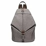 KONO Rucksack Canvas Daypack Damen Rucksäcke Vintage Umhängetasche Groß Schulterrucksäcke Reisetasche für Reise Outdoor Schule Grau