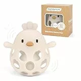 MCGMITT Montessori Rassel Beißring für Babys – Sensorik Greifball, Zahnungshilfe Motorikspielzeug ab 0 Monate BPA-freies Babyspielzeug aus Silikon zum Kauen Greifen & Spielen für bis 12 Monate - Beige
