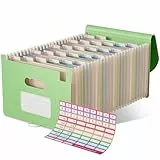 EcoStash Dokumentenmappe A4 26 Fächer, Weizenstroh Fächermappe Sortiermappe Bunte Datei Ordner Organizer, Akkordeon Aktenmappe Ordnungsmappe, BPA-frei, Zurück zur Natur, Gesundes Leben-Mintgrün