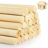 30 Stück Holzstäbe zum Basteln, Holzstäbchen Rund Ø 10mm x 30 cm, Holzstab Rundholz Bastelstäbe für DIY Handwerk Modellbau Deko