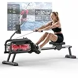 Neezee Rudergerät für zuhause, Wasser Rudergerät mit Professioneller LCD Monitor und Tablet Halterung, Rudergeräte mit Kinomap APP immersives Rudererlebnis,Max 160kg Belastbar