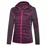 Black Crevice Damen Hybridjacke mit Kapuze I leichte, elastische Funktionsjacke im Strickdesign I Winddicht, wasserabweisend & atmungsaktiv – für Outdoor, Wandern & Wintersport, plum, 44