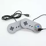 TRIXES 2x kabelgebundene USB-Controller – kompatibel mit SNES-Emulatoren – Retro Gaming Joypads Gamepad – geeignet für Gaming-PC, Computer, Laptop, Raspberry Pi