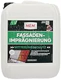 MEM Fassaden-Imprägnierung, Langanhaltender Abperleffekt, Auch für schlecht saugende Untergründe, Einfache Anwendung, Lösemittelfrei, 10 l, Milchig-weiß