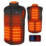 Beheizbare Weste, Leichte Elektrische Beheizte Weste für Herren Damen, 6-Heizzone, 3-Temperatur-Niveau Heizweste für Outdoor-Wintersport (DE/NL/SE/PL, Alphanumerisch, M, Regular, Regular, Black-EU)