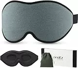 onaEz 3D Schlafmaske für Herren und Frauen, 2024 Total Licht Blockierendes Augenmaske, 12mm Vertiefte Augenhöhlen & Erhöhen Nasenpads, Schlafbrille aus Eisseide für Reisen, Nickerchen, Grau