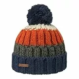 Barts Strickmütze Wilhelm gestreifte Männermütze mit Bommel 0856 Blue 04