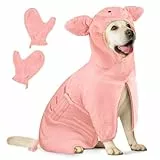 Bibykivn Hundebademantel Schnell Trocknend Badetuch aus Mikrofaser, Einstellbar Hundehandtuch mit Klettverschluss, Saugfähiger Hunde Bademantel mit Hut für Große Mittlere Hunde (Schweinchen, L)