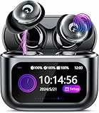 Kabellose Ohrhörer mit Smart-Touchscreen, 2026 Mini-Schlaf-Ohrhörer, Bluetooth 5.4-Kopfhörer, In-Ear-Kopfhörer mit Geräuschunterdrückung, 48H Spielzeit, Hi-Fi-Stereo-Sound, 5 EQ-Modi/IP7 wasserdichte