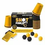 Pasmo Shot Pong – Trinkspiel & Beer Pong Set mit 55 Karten, 20 Bechern & 4 Bällen – Lustige Partyspiele ab 18 für Erwachsene, JGA Spiele & Mädelsabend