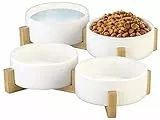 Sweetypet Napf: 2er-Set Doppel-Futter- & Trinknapf, Keramik, Bambus-Ständer, je 400 ml (Doppelfutternapf, Futterschale Katze, Anti Rutsch)