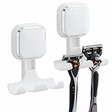 TAILI Saugnapf Rasierklingenhalter für Dusche 2 Pack Vakuum Saug Rasierhaken für Badezimmer, Handtuch, Rasierapparat Aufhänger für Dusche Wand Abnehmbar Wasserdicht Quadratisch Geformt, Weiß