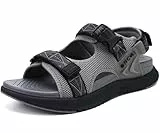 ONCAI Wandersandalen Herren Masche Sommer Strand und Wassersport Trekkingsandalen Männer mit Verstellbarem Riemen Grau EU 42