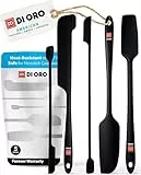 DI ORO Silikon-Glasspatel Zum Schaben - Gummispatel, Hitzebeständig - Küchenspatel, Antihaftbeschichtet, Kochgeschirrsicher - Utensilien-Set für Mixer & Backen (5pc, Schwarz)