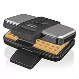 Cloer 1459 Brüsseler Waffeleisen, 1000 W, Backampel, stufenlos wählbarer Bräunungsgrad, schwarz-edelstahl