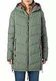 Sublevel Damen Winterjacke Stepp-Mantel mit Kapuze lang & tailliert, Outdoorjacke für Damen green1 L