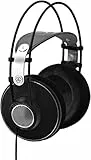 AKG K612PRO Offener Over-Ear-Studiokopfhörer der Premium-Referenzklasse, ausgefeilte offene Technologie, Lederkopfbügel, breites und weites Klangspektrum, komfortables Design - Schwarz